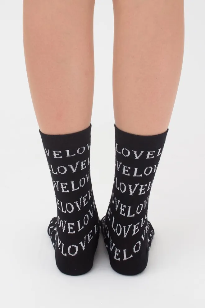 Шкарпетки жіночі класичні з написом WS3 text 004 Giulia (black)