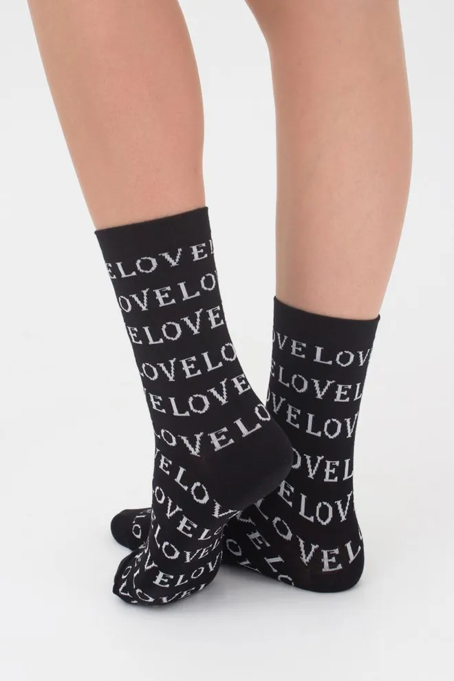 Шкарпетки жіночі класичні з написом WS3 text 004 Giulia (black)