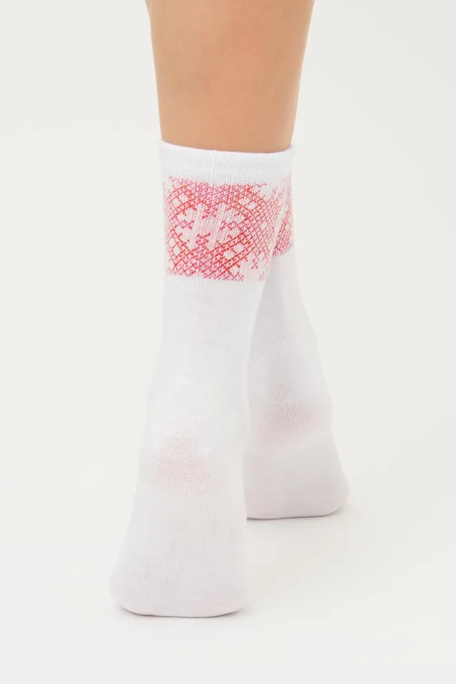 Носки женские классические с принтом WS3 Ukr 002 Giulia (white/red)