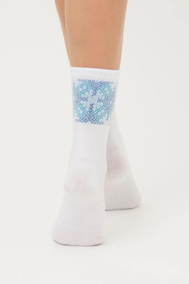 Носки женские классические с принтом WS3 Ukr 002 Giulia (white/avio)
