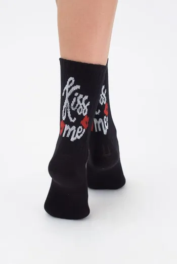 Носки женские классические с надписью Ws3 valentine 001 Giulia (black)