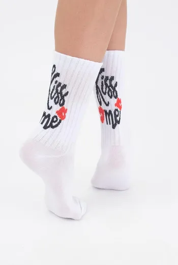 Носки женские классические с надписью Ws3 valentine 001 Giulia (white)
