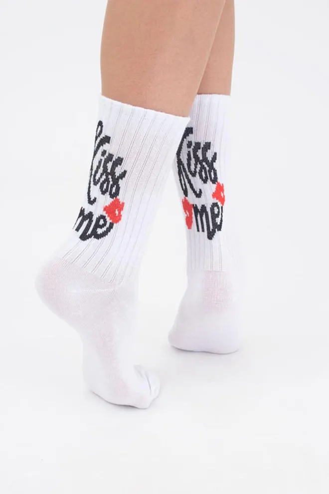 Шкарпетки жіночі класичні з написом Ws3 valentine 001 Giulia (white)