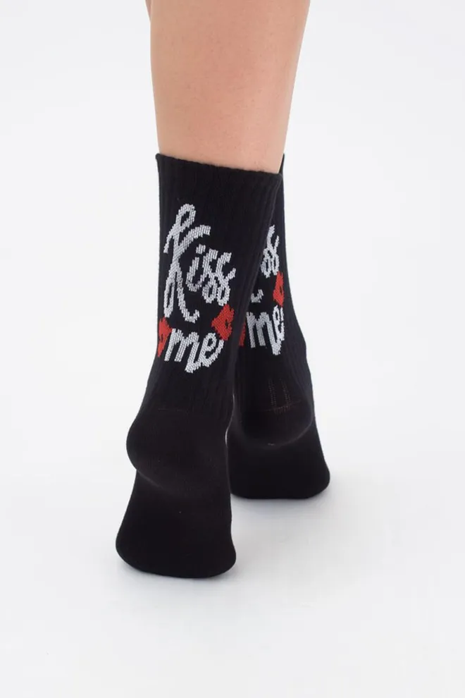 Шкарпетки жіночі класичні з написом Ws3 valentine 001 Giulia (black)