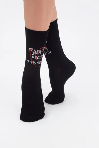 Носки женские классические с надписью Ws3 valentine 003 Giulia (black)