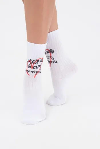 Носки женские классические с надписью Ws3 valentine 003 Giulia (white)