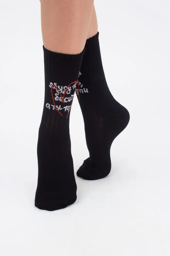 Шкарпетки жіночі класичні з написом Ws3 valentine 003 Giulia (black)