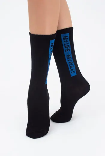 Шкарпетки жіночі високі з написом WS4C-013 Giulia (blue) Шкарпетки жіночі високі з написом WS4C-013 Giulia (blue)