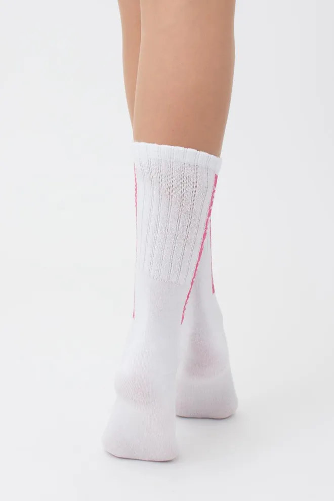 Носки женские высокие с надписью WS4C-013 Giulia (fuxia)