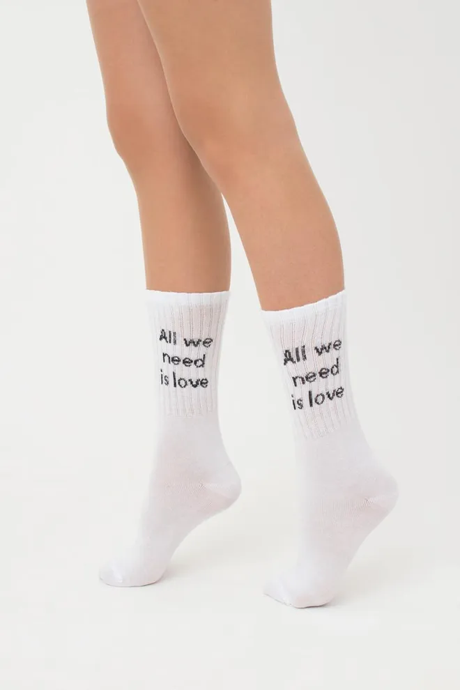 Женские высокие носки с надписью Ws4c-018 Giulia (bianco)