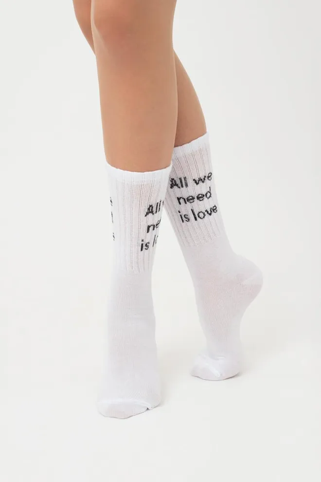 Женские высокие носки с надписью Ws4c-018 Giulia (bianco)