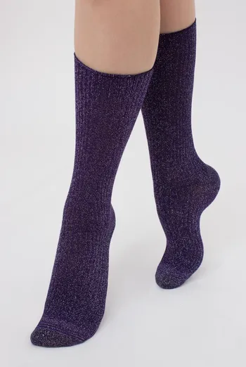 Носки женские с люрексом Ws4 lurex rib 001 Giulia (violet indigo)