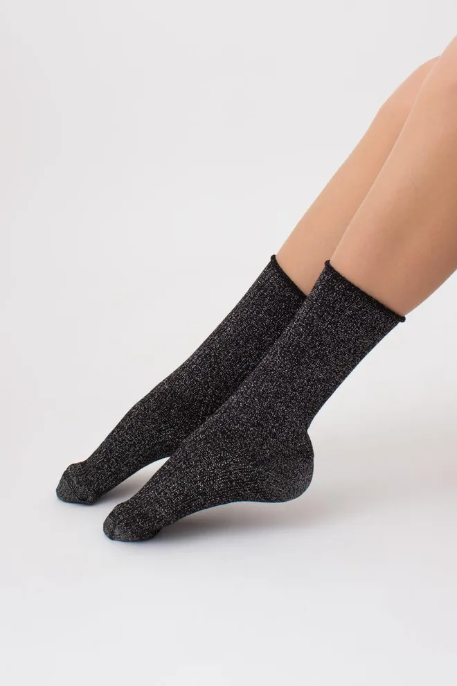 Носки женские с люрексом Ws4 lurex rib 001 Giulia (pirate black)