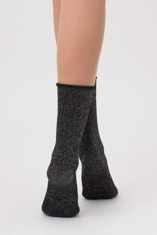 Носки женские с люрексом Ws4 lurex rib 001 Giulia (pirate black)