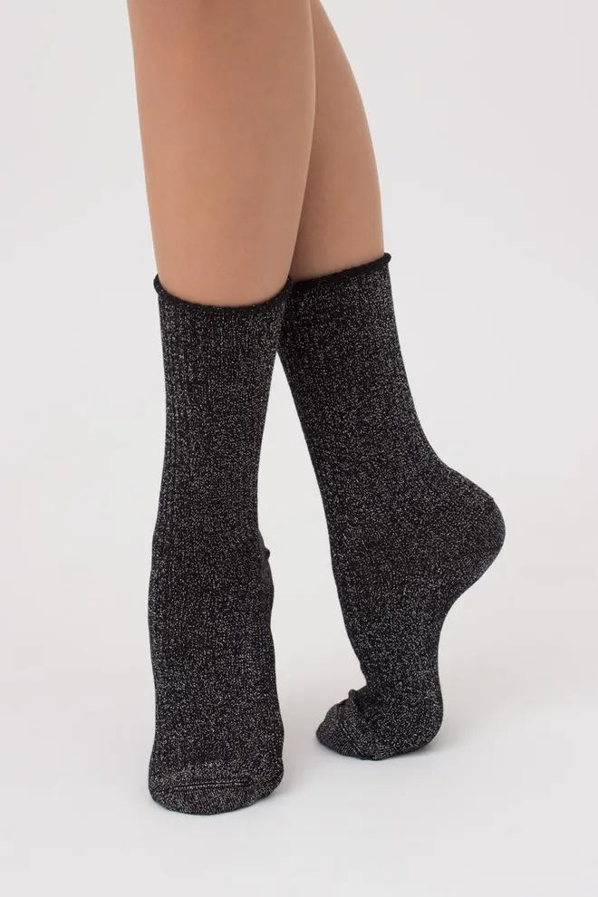Носки женские с люрексом Ws4 lurex rib 001 Giulia (pirate black)