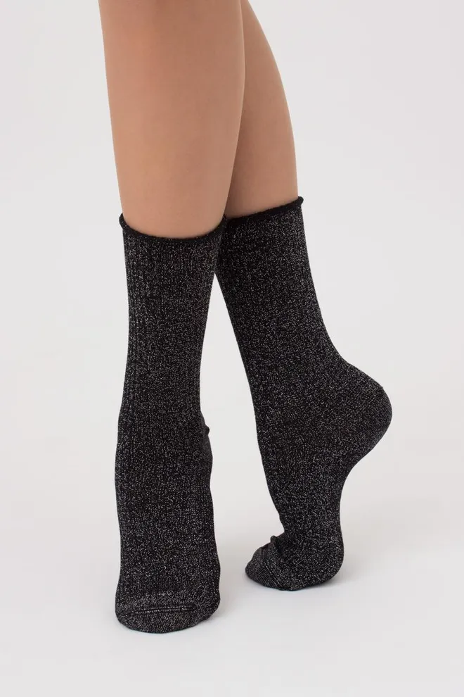 Носки женские с люрексом Ws4 lurex rib 001 Giulia (nero)