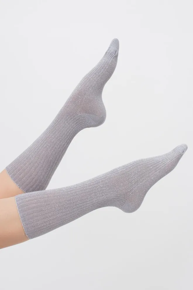 Носки женские с люрексом Ws4 lurex rib 001 Giulia (silver)