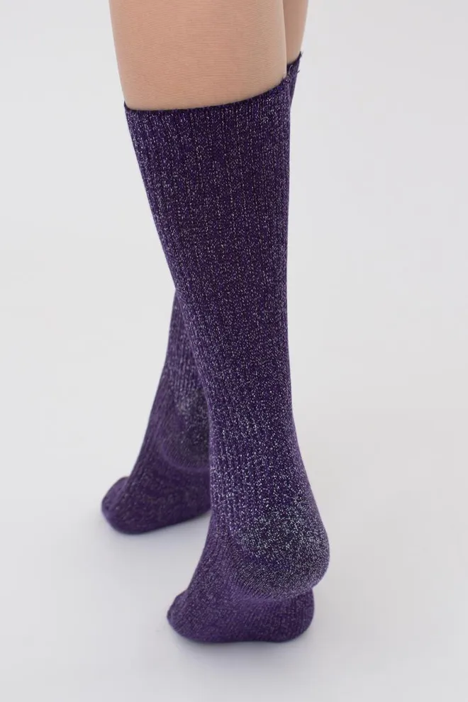 Носки женские с люрексом Ws4 lurex rib 001 Giulia (violet indigo)