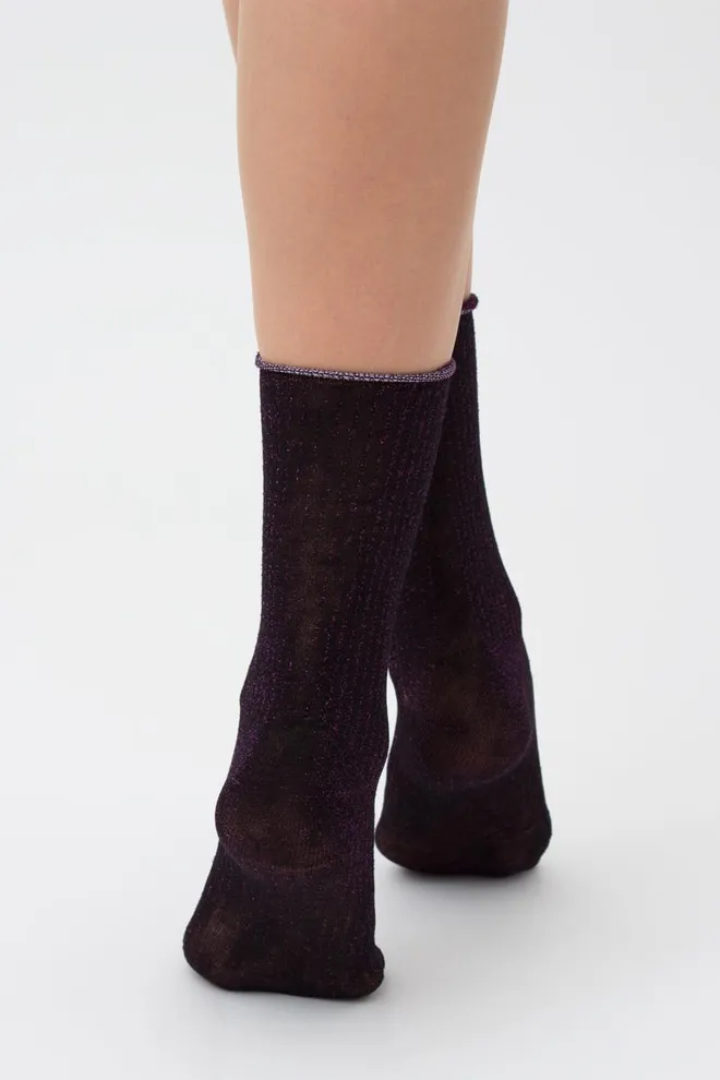 Носки женские с люрексом Ws4 lurex rib 001 Giulia (shiny pink metallic)