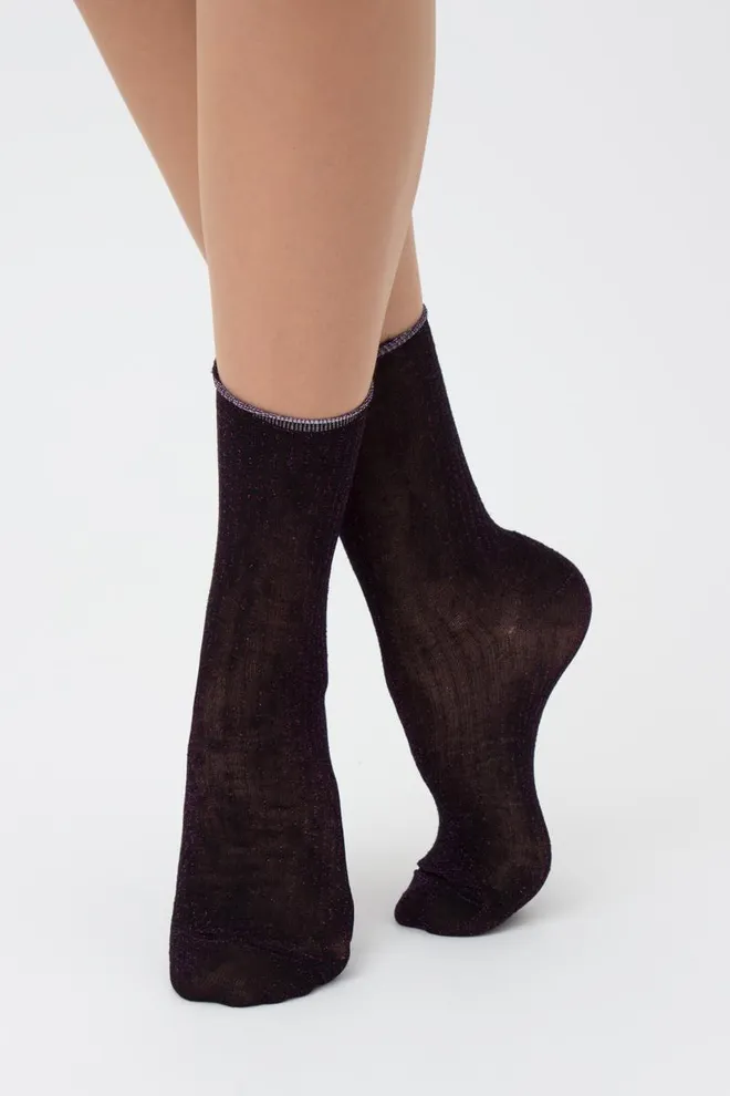 Носки женские с люрексом Ws4 lurex rib 001 Giulia (shiny pink metallic)