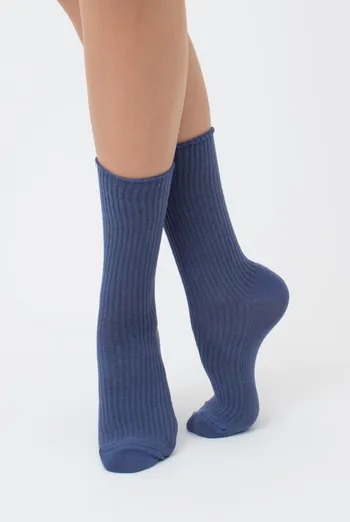 Носки женские высокие в рубчик WS4 rib Giulia (jeans), синий Носки женские высокие в рубчик WS4 rib Giulia (jeans), синий