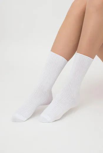 Носки женские высокие в рубчик WS4 rib Giulia (white) Носки женские высокие в рубчик WS4 rib Giulia (white)