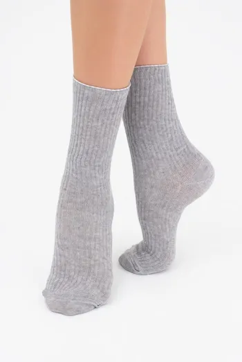 Носки женские высокие в рубчик WS4 rib Giulia (light grey melange), серый Носки женские высокие в рубчик WS4 rib Giulia (light grey melange), серый