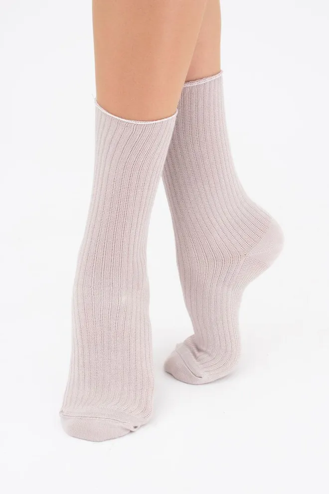 Носки женские высокие в рубчик WS4 rib Giulia (moonlight), бежевый