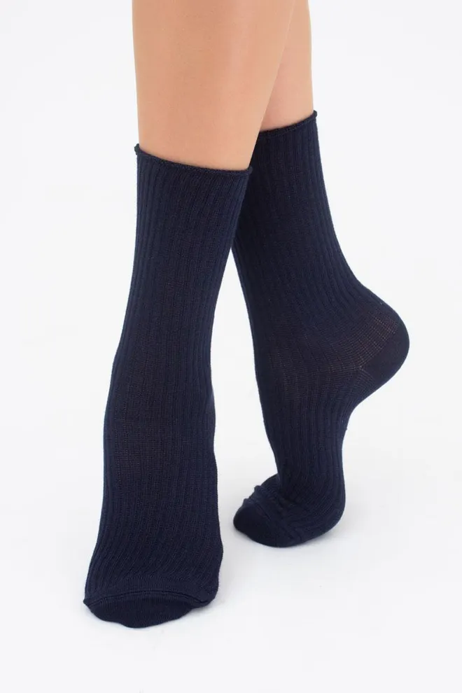 Носки женские высокие в рубчик WS4 rib Giulia (navy)