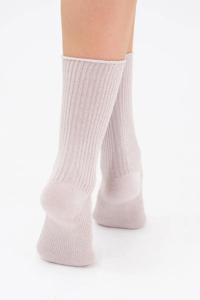 Носки женские высокие в рубчик WS4 rib Giulia (moonlight), бежевый