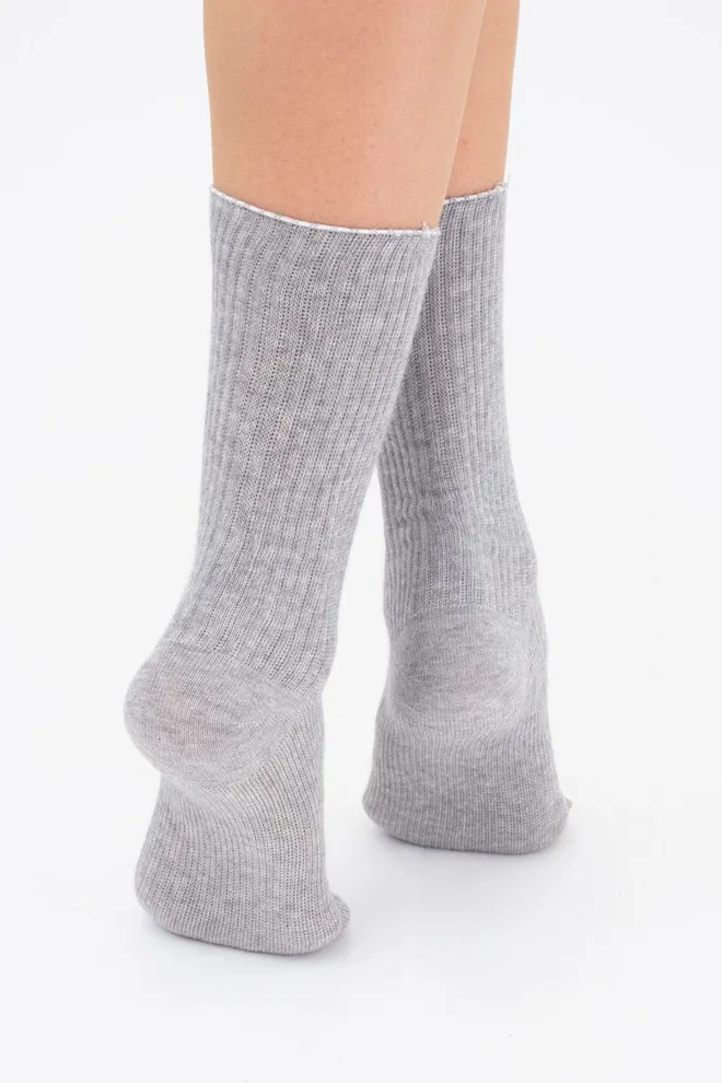 Носки женские высокие в рубчик WS4 rib Giulia (light grey melange), серый