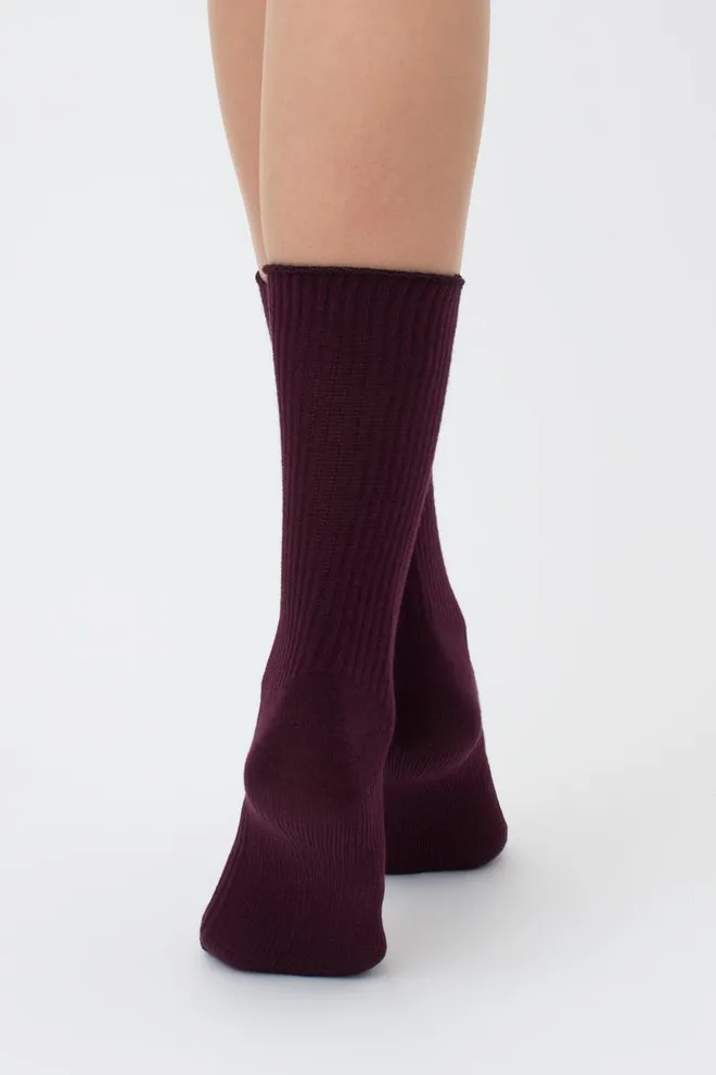 Носки женские высокие в рубчик WS4 rib Giulia (vintage grape)