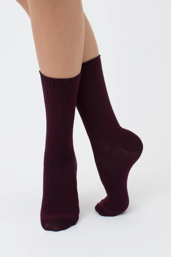 Носки женские высокие в рубчик WS4 rib Giulia (vintage grape)