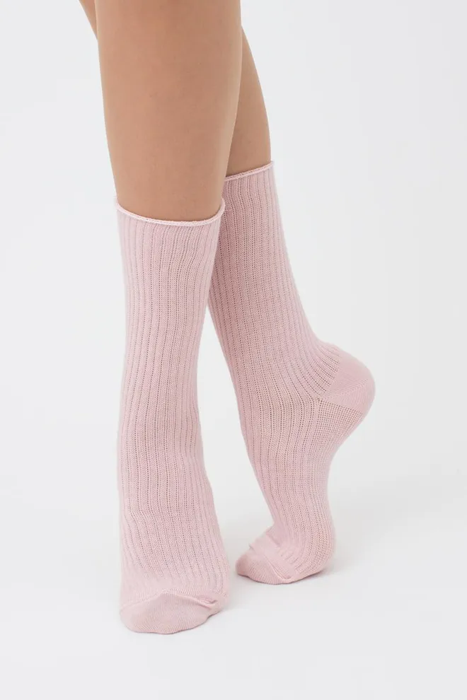 Носки женские высокие в рубчик WS4 rib Giulia (blushing bride), розовый