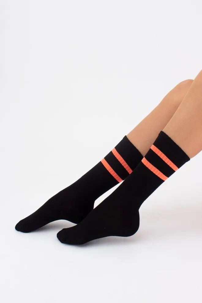Носки женские высокие Ws4 soft neon 002 Giulia (black/orange)