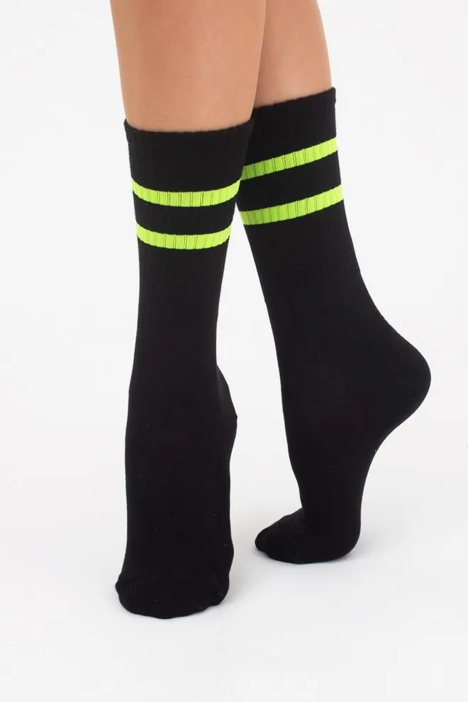 Носки женские высокие Ws4 soft neon 002 Giulia (black/yellow)