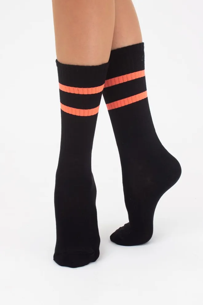 Носки женские высокие Ws4 soft neon 002 Giulia (black/orange)