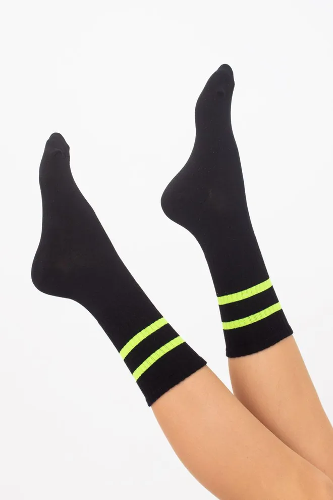 Носки женские высокие Ws4 soft neon 002 Giulia (black/yellow)