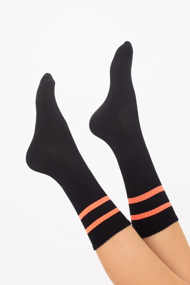 Носки женские высокие Ws4 soft neon 002 Giulia (black/orange)