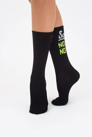 Носки женские высокие с принтом Ws4 soft neon 003 Giulia (black/yellow)