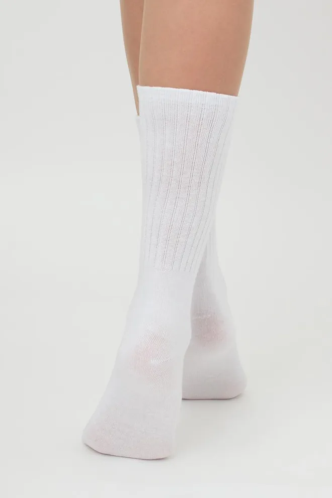 Носки женские хлопковые высокие с резинкой в рубчик Ws4 Strong Classic Giulia (white)