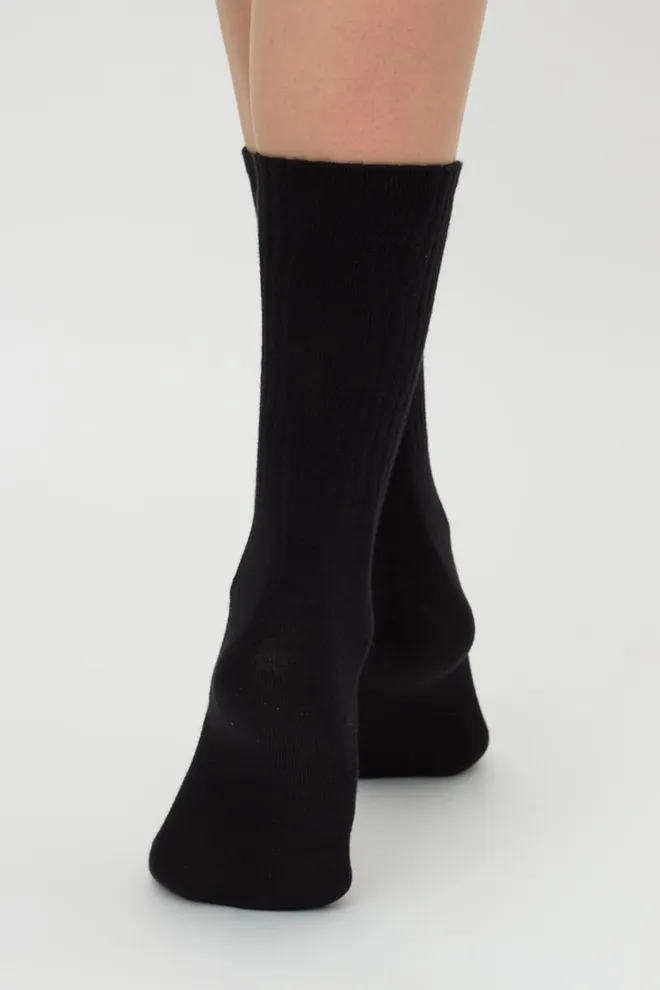 Носки женские хлопковые высокие с резинкой в рубчик Ws4 Strong Classic Giulia (black)