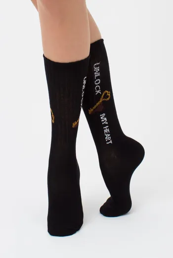 Шкарпетки жіночі високі з принтом WS4 strong valentine 004 Giulia (black) Шкарпетки жіночі високі з принтом WS4 strong valentine 004 Giulia (black)