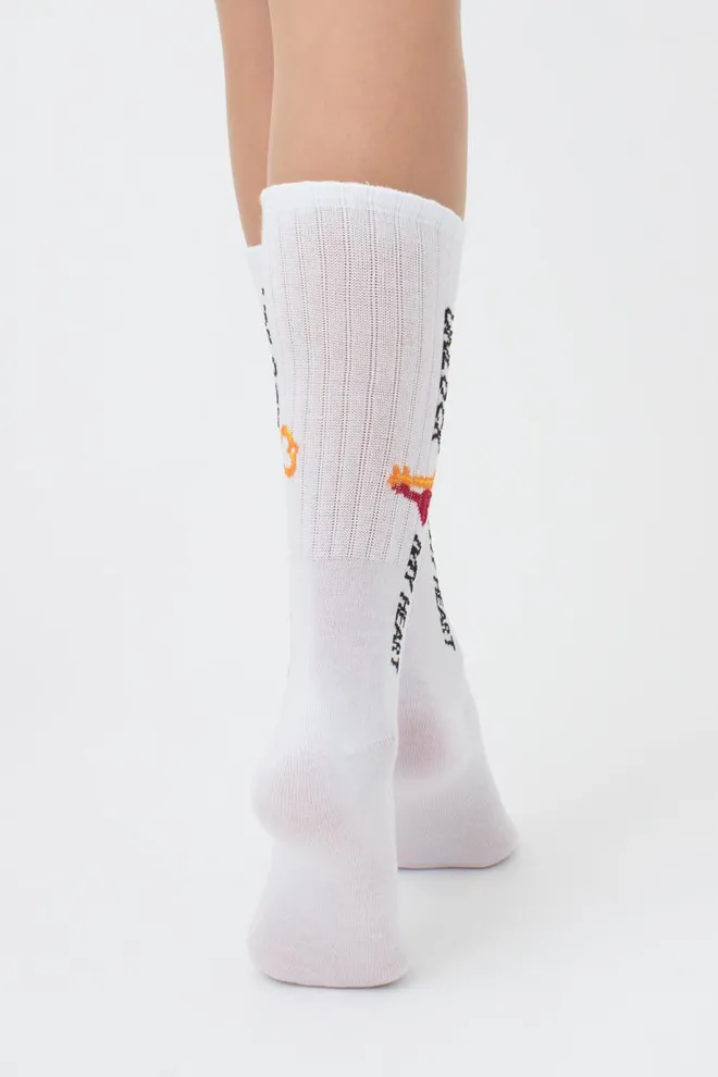 Носки женские высокие с принтом WS4 strong valentine 004 Giulia (white)