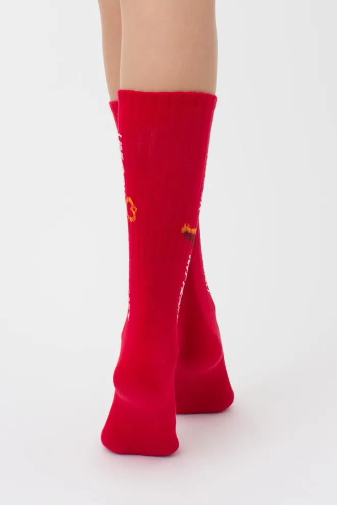 Носки женские высокие с принтом WS4 strong valentine 004 Giulia (red)