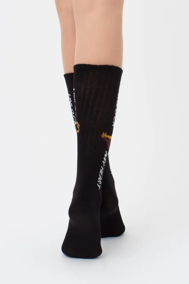 Носки женские высокие с принтом WS4 strong valentine 004 Giulia (black)