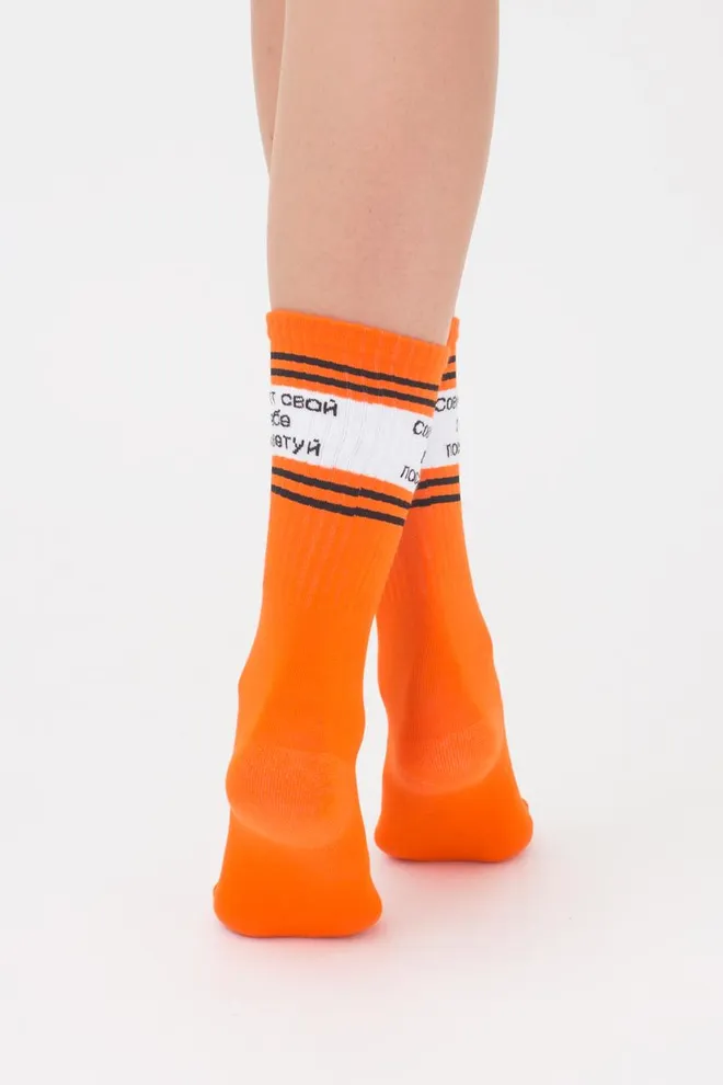 Носки женские высокие с надписью WS4 text strong 006 Giulia (orange)