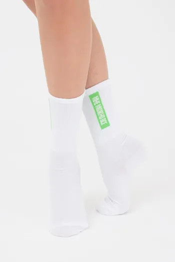 Носки женские высокие с надписью WS4 text strong 009 Giulia (white/jasmine)