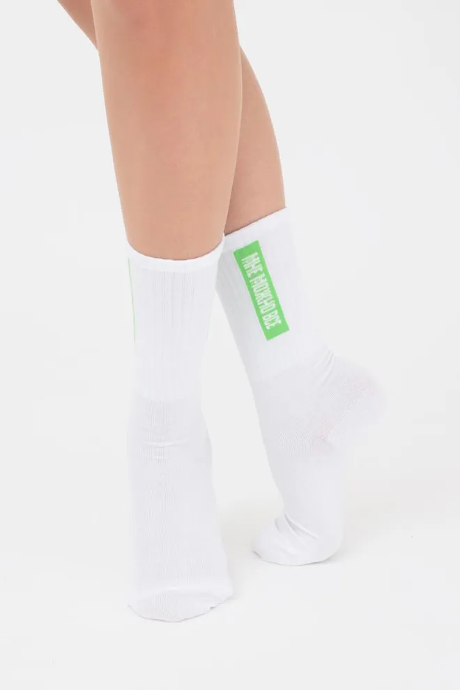 Носки женские высокие с надписью WS4 text strong 009 Giulia (white/jasmine)