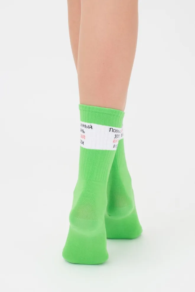 Носки женские высокие с надписью WS4 text strong 014 Giulia (jasmine)
